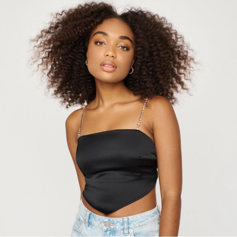 Garage silk black scarf top